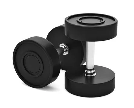 Professional grade poly urethane rubber coated dumbbels with chrome handles Illustration