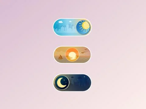 Professional gradient On, Neutral Off Toggle switch button Illustrazione stock