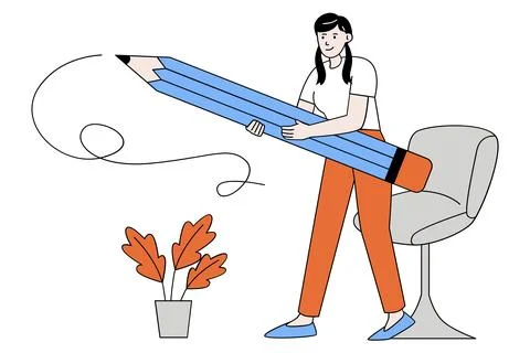 Professional Graphic Designer at Work Stock Illustration