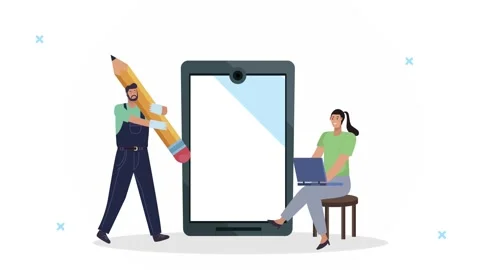 Professional graphic designers working together on mobile application inter.. 動画素材 338318640