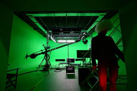 Professional green screen studio for virtual production VP and VFX CGI 스톡 사진