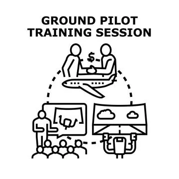 Professional ground pilot training session and flight simulation Stock Illustration
