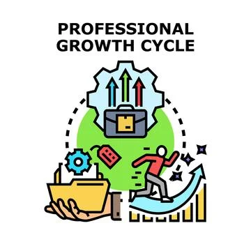 Professional growth cycle developing business career improvement Stock Illustration
