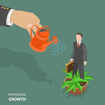 Professional growth flat isometric low poly vector concept. Stock Illustration
