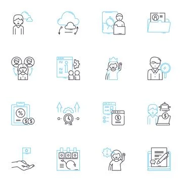 Professional Growth linear icons set. Development, Advancement, Learning Illustrazione stock