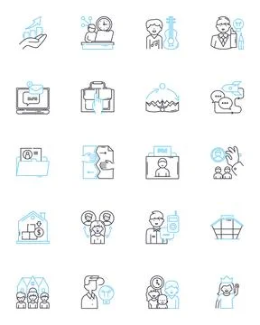 Professional Growth linear icons set. Development, Advancement, Learning イラスト素材