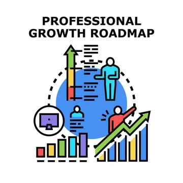 Professional growth roadmap developing career path progress Stock-Illustration