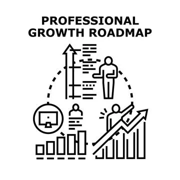 Professional growth roadmap developing career path progress Stockillustratie
