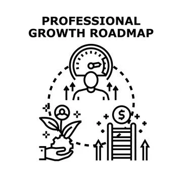Professional growth roadmap illustration conceptualizing career development.  Stock Illustration