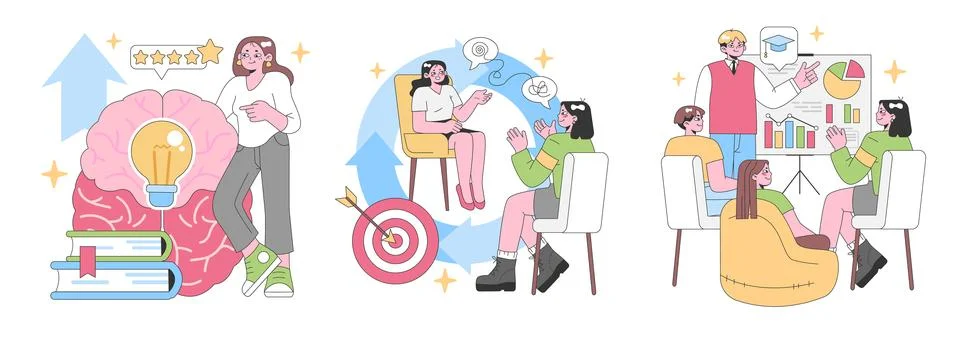 Professional Growth set. Flat vector illustration Stock Illustration