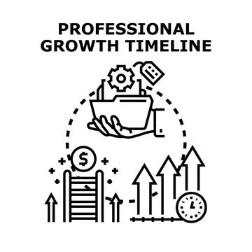 Professional growth timeline career development concept Stock Illustration