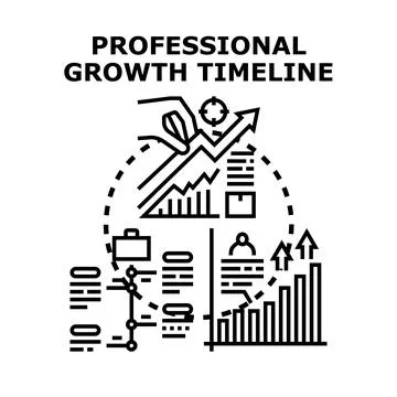 Professional growth timeline developing career path strategy Stock Illustration
