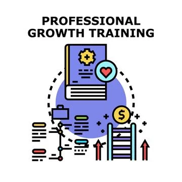 Professional growth training developing career skills and knowledge Stock Illustration