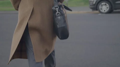Professional Guy Walks Outside Carrying Work Bag Stock Footage 270337082