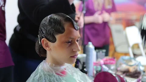 Professional hairdressing in process. close up Video stock 164932398