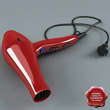 Professional Hairdryer Red 3D Model