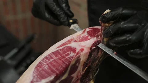 Professional ham cutter Stock Footage 274937435