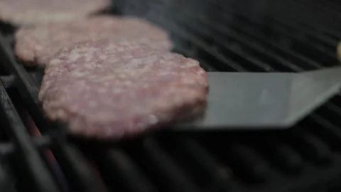 Professional Hamburger Grilling Stock Footage 116260134