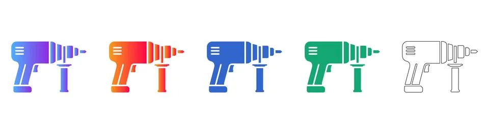 Professional Hammer Drill Vector Icons Stock Illustration