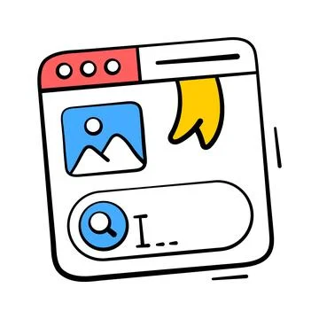 A professional hand drawn icon representing seo analysis. Stock Illustration
