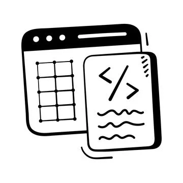 A professional hand drawn icon showing website analytics dashboard. Illustrazione stock