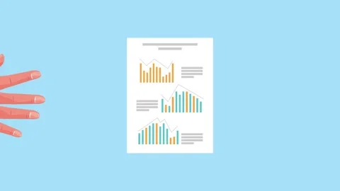Professional hand passing business chart documents against light blue backg.. Stock Footage 339049451