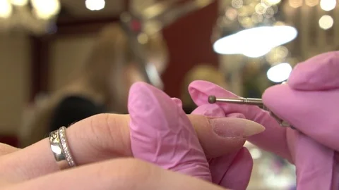 Professional Hardware Pedicure Using Electric Machine. The Manicurist Grinded Video stock 122636520