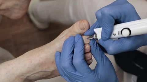 Professional hardware pedicure using an electric device. Video stock 148276686