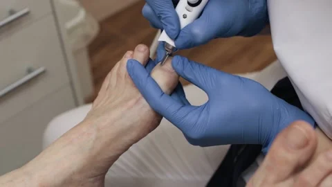 Professional hardware pedicure using an electric device. Stock Footage 148276690