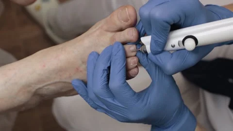 Professional hardware pedicure using an electric device. Stock-Footage 148333466