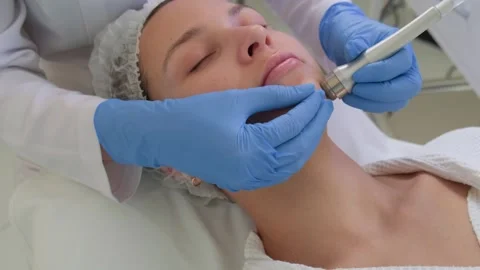 Professional hardware procedures. Hydrafacial massage process. Stock Footage 252668909