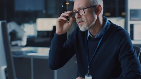 Professional Heavy Industry Engineer Draws Engine Concept Blueprint Stock Footage 104953260