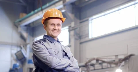 Professional Heavy Industry Engineer-Worker Wearing Safety Uniform and Hard Hat. Stock Footage 149032919