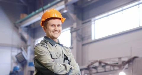 Professional Heavy Industry Engineer/Worker Wearing Safety Uniform and Hard Hat. Stock Footage 149032775
