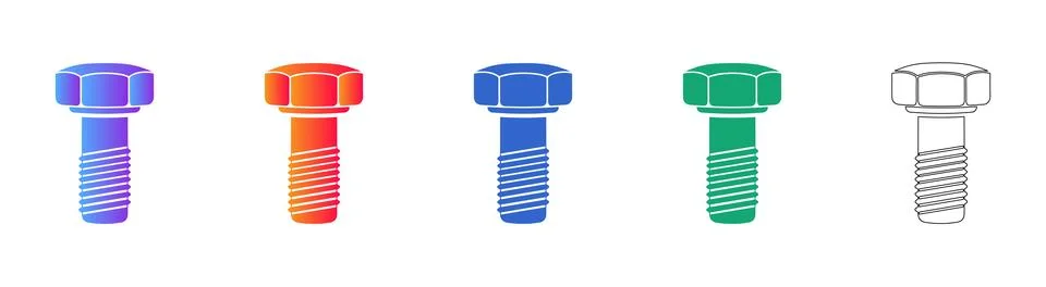 Professional Hexagonal Bolt Vector Icon Collection Stock Illustration