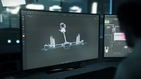 Professional High tech engineering technician making automotive car blueprint Stock Footage 252228880