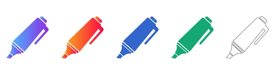 Professional Highlighter Marker Set Stock Illustration