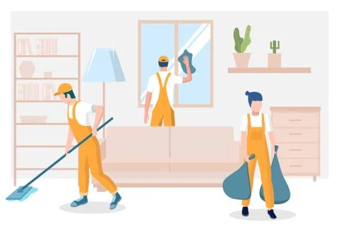 Professional home cleaning services vector concept illustration Stock Illustration