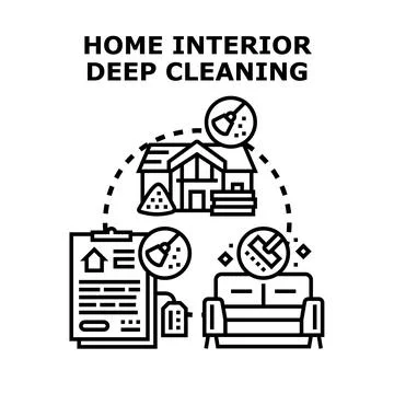 Professional home interior deep cleaning services concept Ilustración de archivo