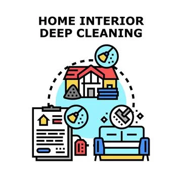 Professional home interior deep cleaning services concept Ilustración de archivo