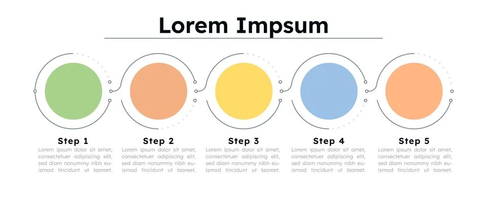 Professional horizontal empty sequence infographic template Stock Illustration