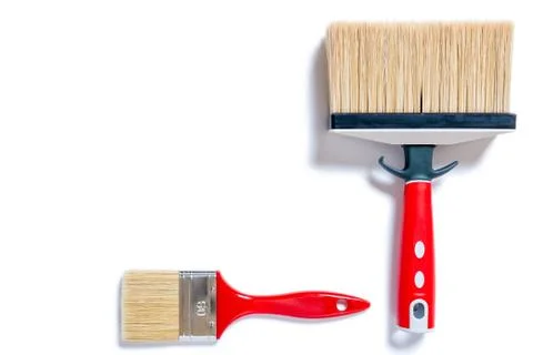 Professional house painter, work tools on a white background Stock Photos