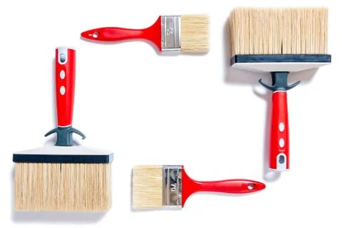 Professional house painter, work tools on a white background Stock Photos