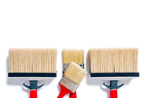 Professional house painter, work tools on a white background Stock-Fotos