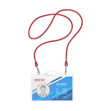 Professional ID Badge with Red Lanyard Stock Illustration