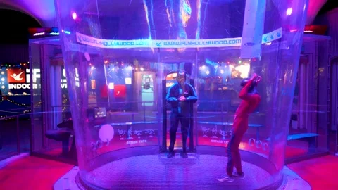 Professional Indoor Skydiving Performance at iFLY Hollywood, Los Angeles, USA Stock Footage 301359903