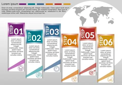 Professional infographic process visualization template, abstract vector with Illustrazione stock