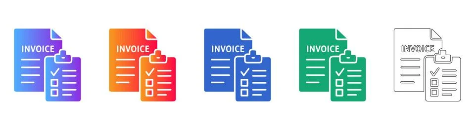 Professional Invoice and Checklist Document Icons Stock Illustration
