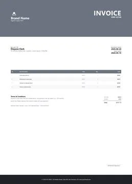 Professional Invoice Template for Business Billing, Payment Ilustração Stock