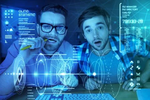 Professional IT men being concentrated on work Stock Photos